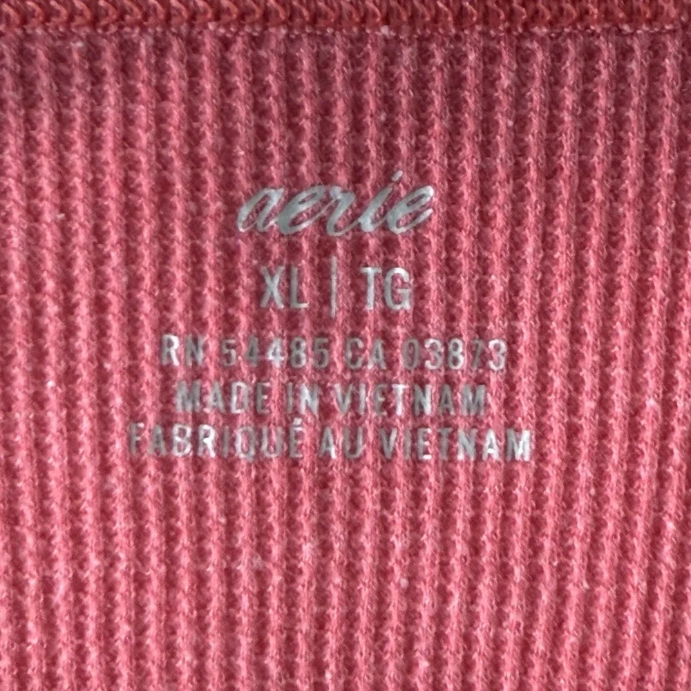 Aerie Henley Top Bella Swan Waffle Knit Twilightcore Red Button Y2K‎ Sz XL - Picture 5 of 8